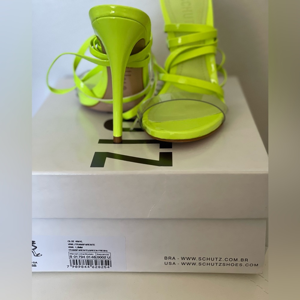 Schutz neon yellow heels with ankle tie size 6